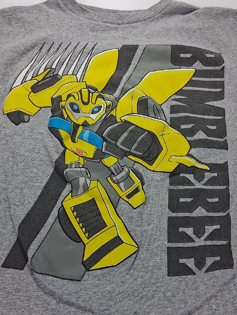 Boys Transformers Bumblebee Graphic Tee Shirt Size Large (10/12) Grey Rescue Bot - Picture 3 of 4